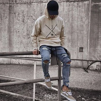 

Hirigin Mens Cool Designer Brand Black Jeans Skinny Ripped Destroyed Stretch Slim Fit Hop Hop Pants With Holes For Men