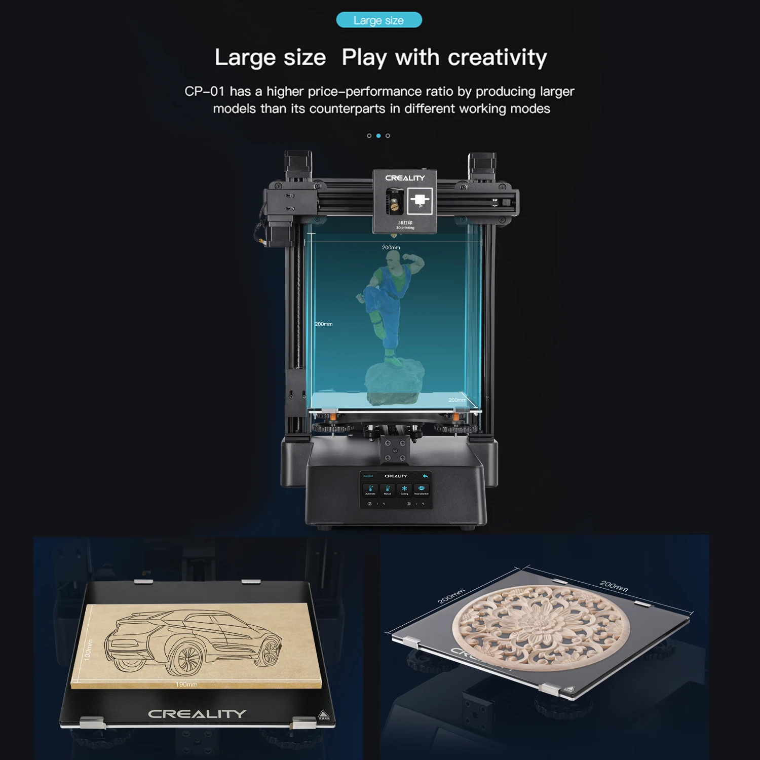 Creality 3d Cp 01 3 In 1 3d Printer 0 0 0mm 4 3 Inch Touchscreen Multifunction Engraving Cnc Milling Cutting Machine 3d Printers Aliexpress