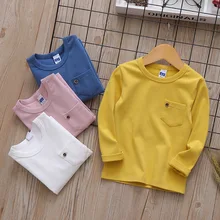 Bf-d022z детская одежда; детская футболка; коллекция года; сезон осень; стиль; яркие цвета; круглый вырез; футболка с длинными рукавами для мальчиков; Базовая рубашка
