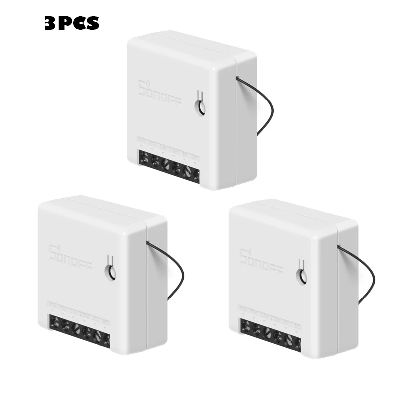 3pcs Sonoff MINI DIY умный переключатель маленький корпус пульт дистанционного управления Wifi переключатель Поддержка внешнего переключателя работа с Alexa Google Home - Комплект: 3pcs