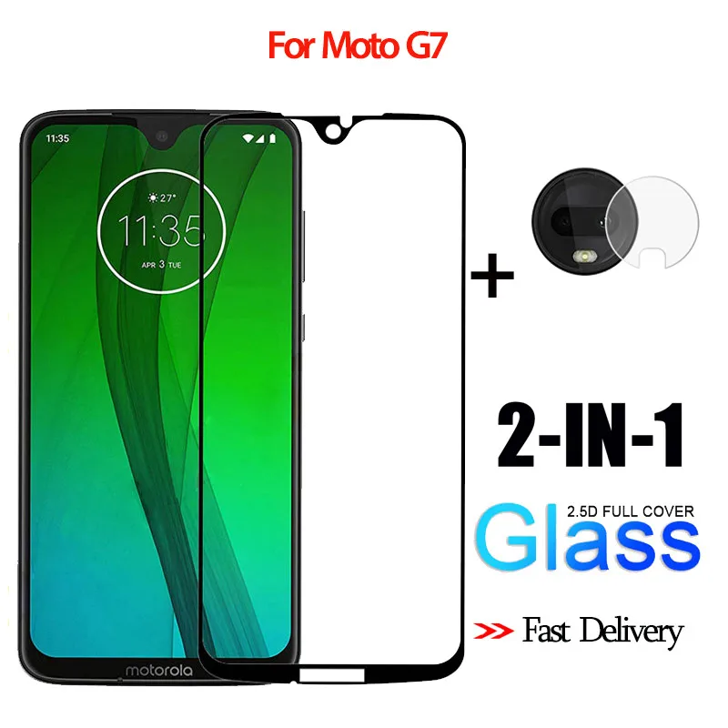 2-in-1 Glass G7 2-в-1 3D закаленное стекло на Motorola Moto G7 Plus moto G7Power стекло Экран протектор стекло на moto g7 play Камера стекло moto g7 Plus стекло - Цвет: 2-in-1 Glass G7
