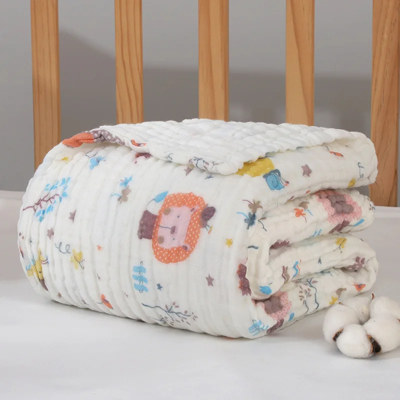 Детское одеяло s, хлопковое муслиновое одеяло для новорожденных, желтое муслиновое одеяло, одеяло для коляски, Пеленальное Одеяло, Размер 110*110 см - Цвет: Lion