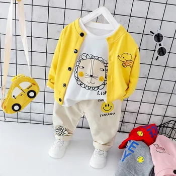 

Spring Autumn Children Baby Boy Girl Cotton Clothes Cartoon T-Shirt Coat Pants 3pcs/Set Toddler Fashion Clothing Kids Tracksuits