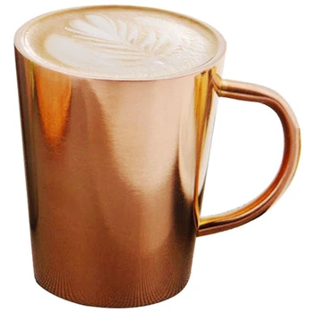 

340 Ml Stainless Steel Copper Plated Coffee Cup Double Layers 304 High Temperature Resistance Milk Tea Mug Rose Gold