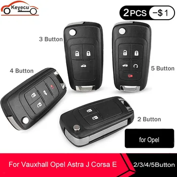 

KEYECU 20x Flip Remote Key Shell Case 2 / 3 / 4 / 5 Button for Opel Vauxhall Astra J Corsa E Insignia Zafira HU100 Uncut Blade