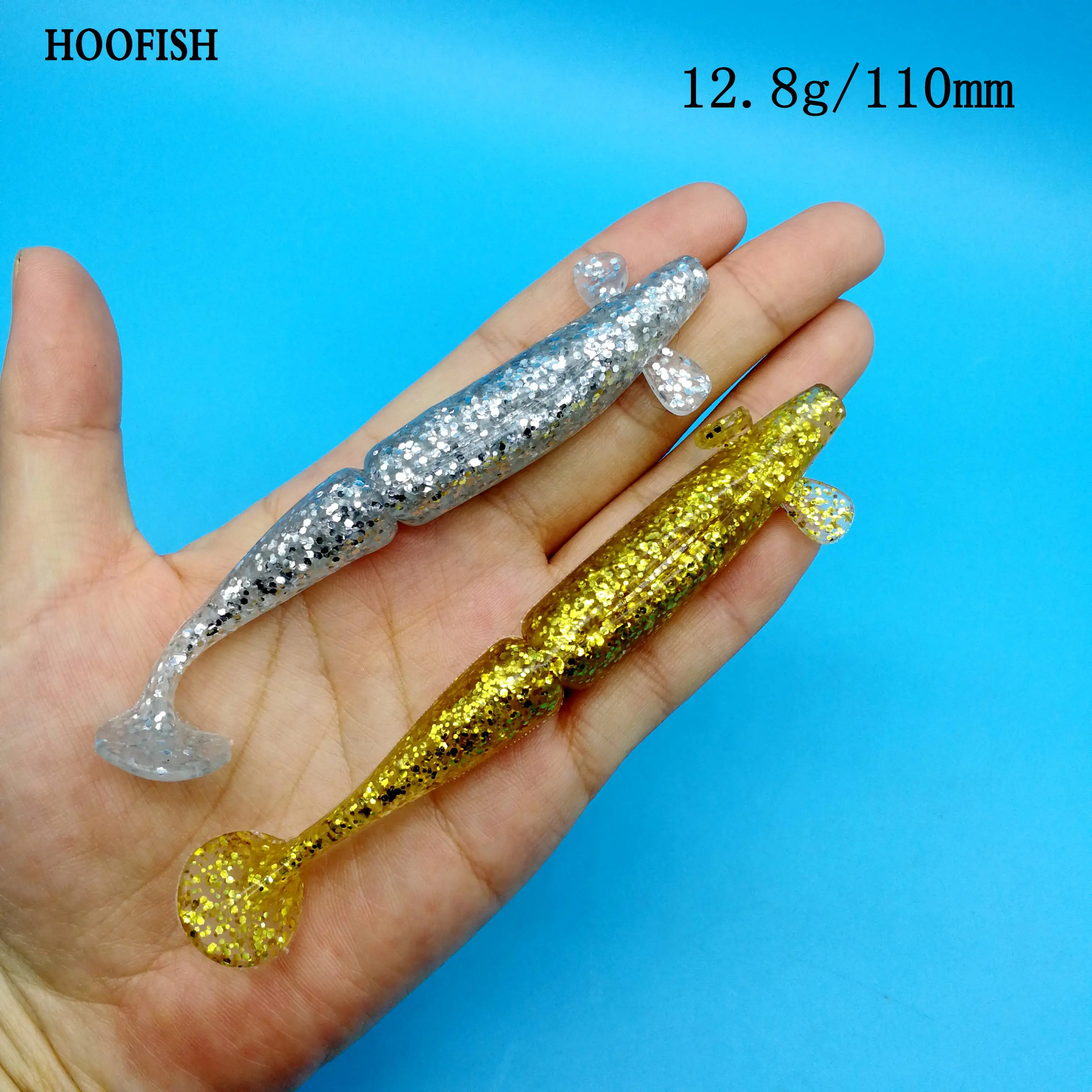 HOOFISH 10 шт./лот мягкие рыболовные приманки 12 8 г/110 мм цвета: золотистый серебристый