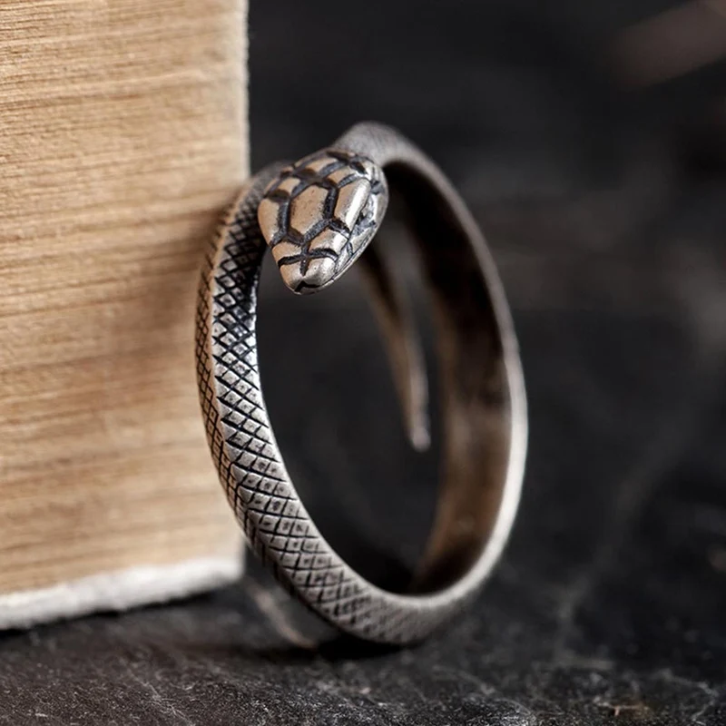 Кольцо в виде змеи из настоящего стерлингового серебра регулируемые кольца