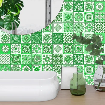 

10/15/20/30cm Green Strip Tiles Wall Sticker Bathroom Kitchen Stairs Cupboard Home Decor Wallpaper Peel & Stick Vinyl Art Mural