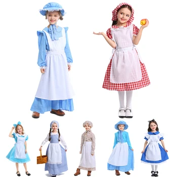 

Girl Dorothy Princess Dress Up Kids Halloween Party Costume Dress Little Maid Lolita Grandma Wolf Alice Little Red Riding Hood