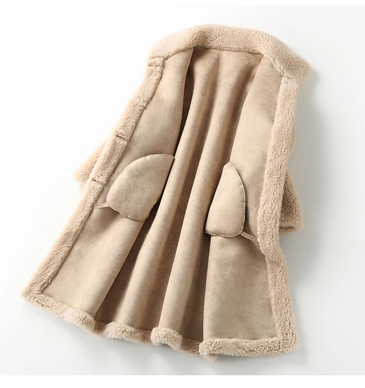 Женское зимнее пальто из натурального меха, пальто из овчины, женская одежда, длинная куртка из натурального меха