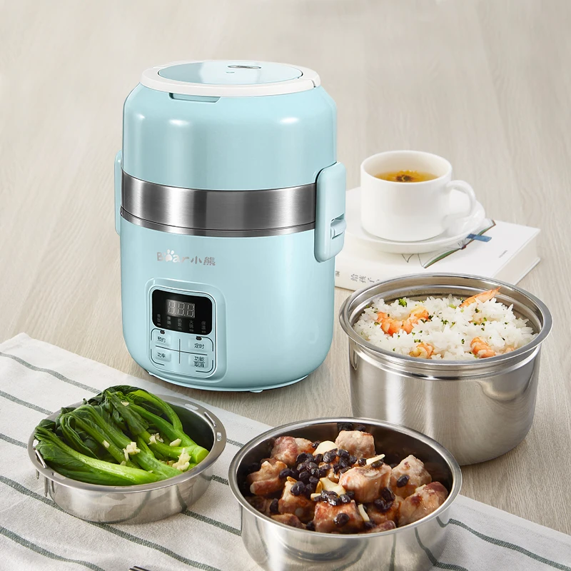  220V Multifunctional 3 Layers 2L Electric Rice Cooker Portable Intelligent Electric Heating Lunch B