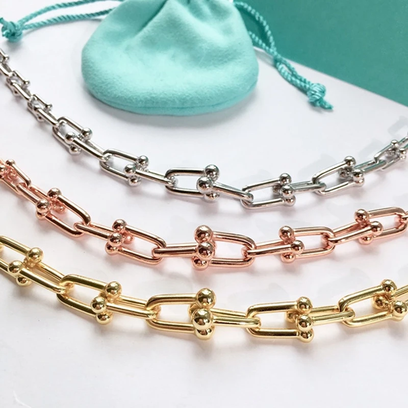 Крутая U образная цепочка 45 см с замком Очаровательное ожерелье большая буквами