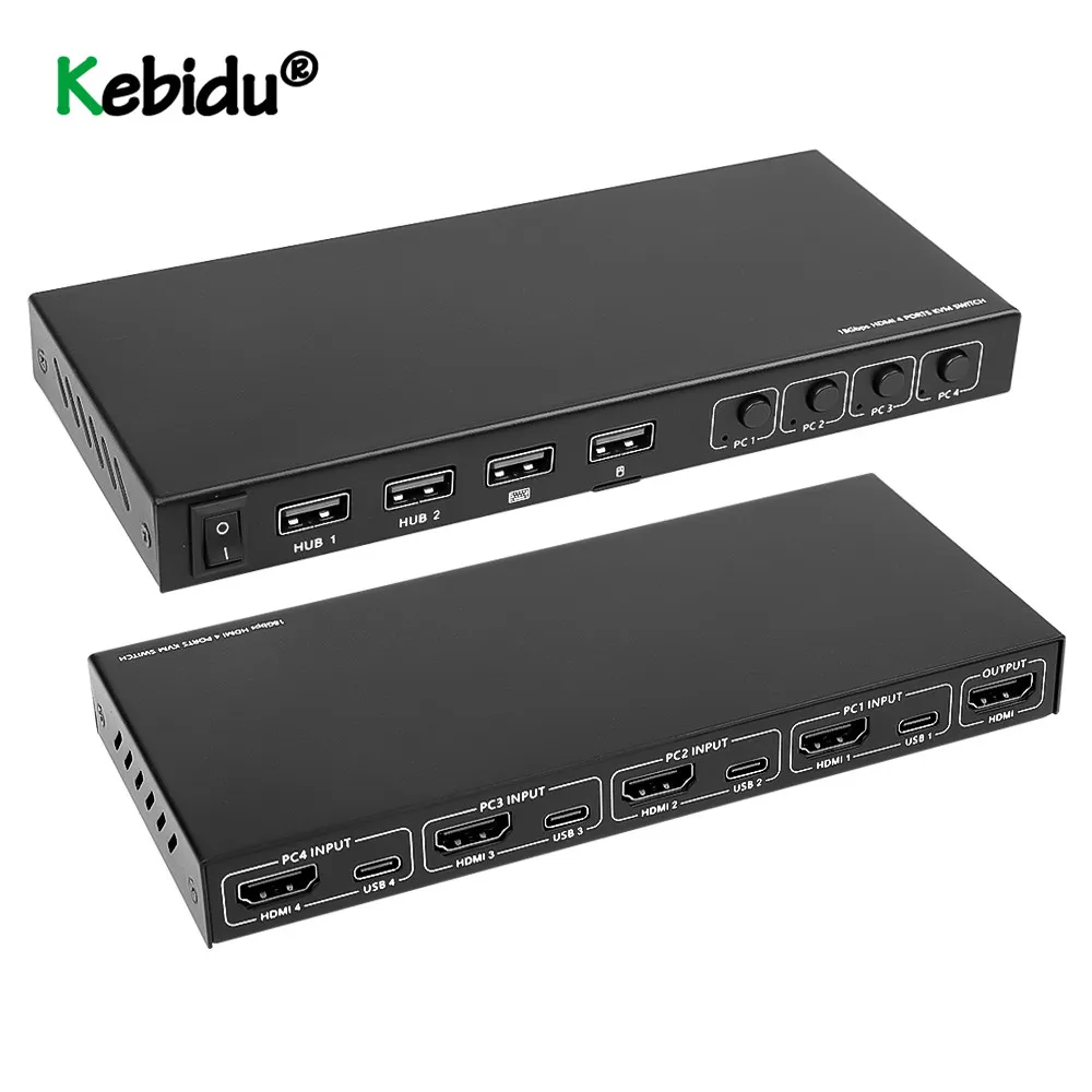 Type C KVM Switch Box 2/4 Port 4K Video Display USB C Splitter Box HDMI