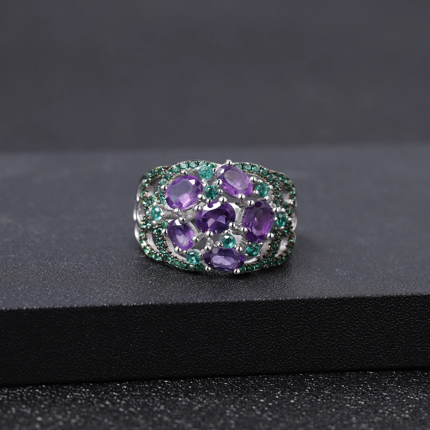 GEM'S BALLET, 1.97Ct, натуральный аметист, камень, кольца, Настоящее 925 пробы, серебро, Арт Деко, кольцо на палец для женщин, хорошее ювелирное изделие