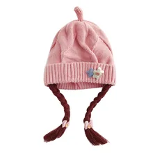 Ins/Коллекция года, Осень-зима, милые однотонные шапки для новорожденных и девочек возрастом до 3 лет, флисовые зимние теплые детские наушники, плетеные шапки