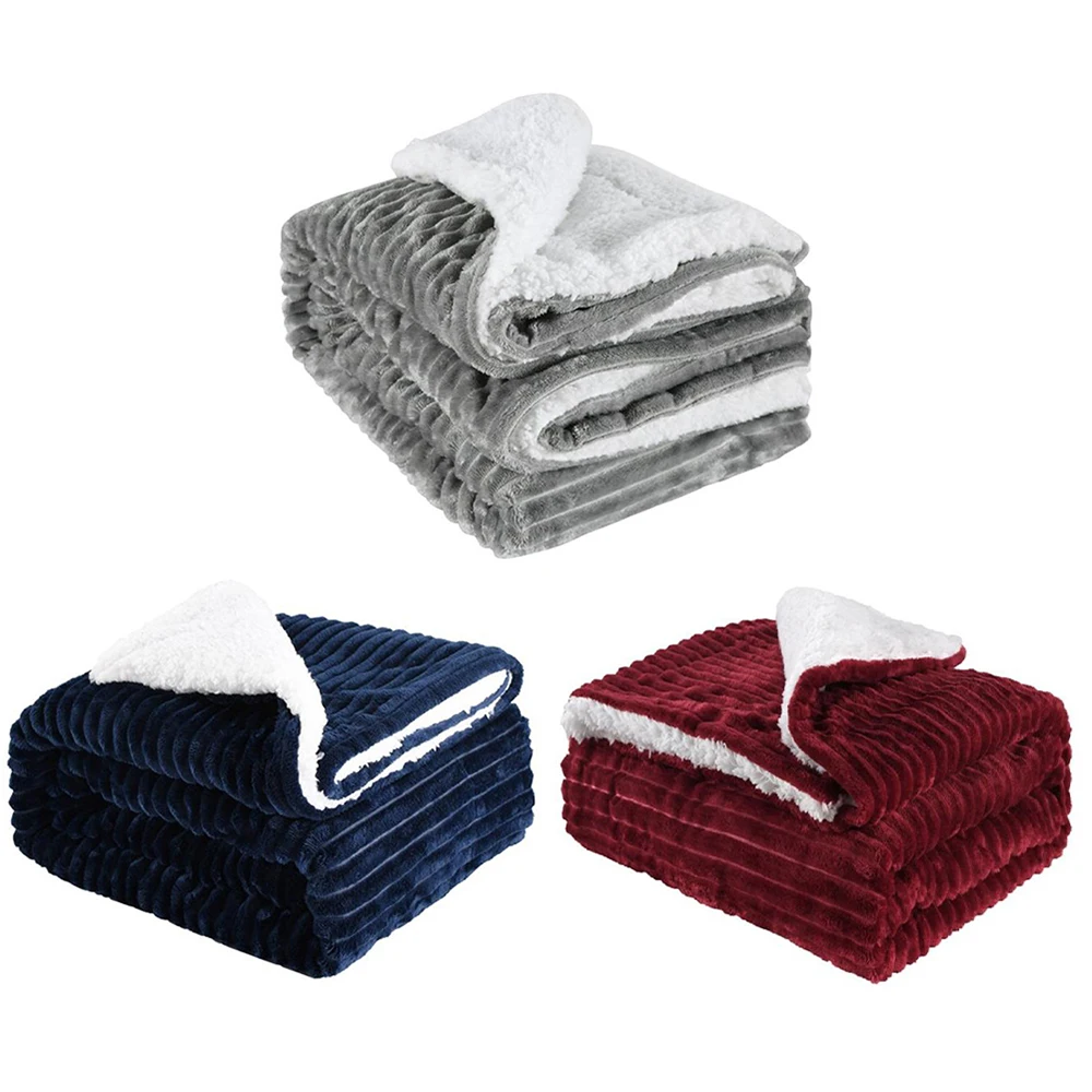 

1pc Twin Thick Warm Blanket For Winter Bed Super Soft Fuzzy Flannel Fleece/Wool Like Reversible Velvet Plush Blanket