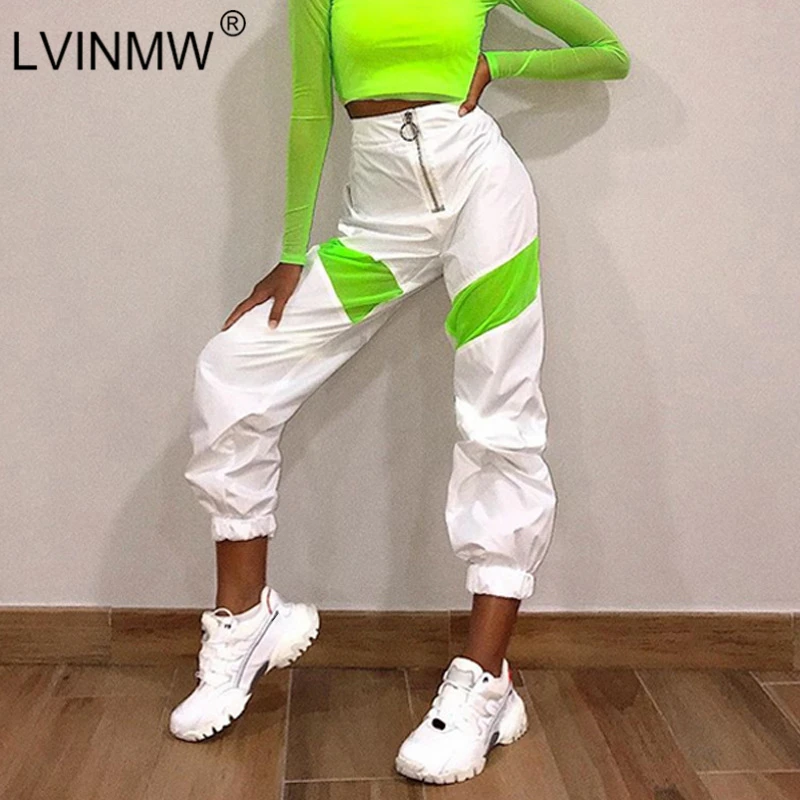 

LVINMW Casual High Waist Zipper Patchwork Slim Long Pants 2019 Autumn Women Fashion Streetwear Trousers Female Windbreak Trouser