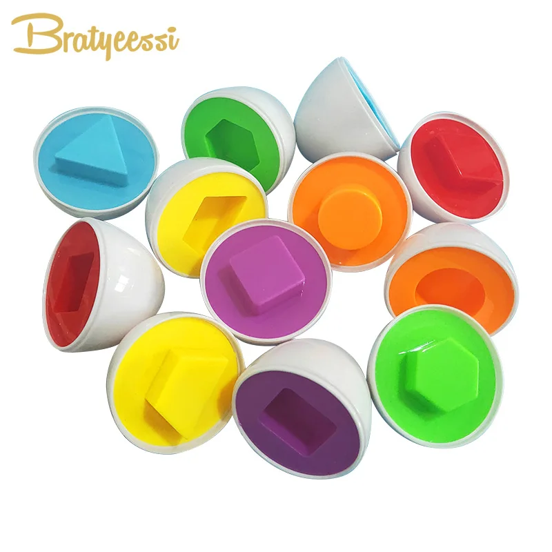 6PCS 계란 조기 교육 몬테소리 장난감 색상 모양 일치 인식 Preshcool ..