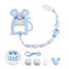 LOFCA Silicone Teether Wood Beads Set BPA Free DIY Baby Teething Necklace Toy Cartoon Koala Raccoon Pacifier chain Clip ► Photo 3/6