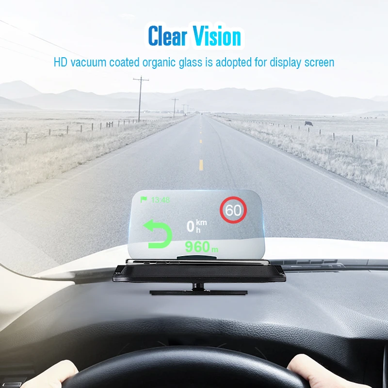LEORY Универсальный Автомобильный HUD Предупреждение ющий дисплей черный gps