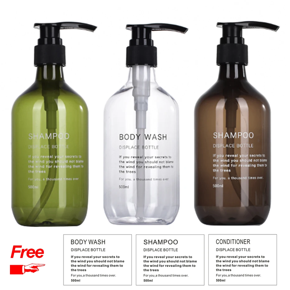 500ml Soap Bottle Bathroom Shower Gel Refillable Bottles Shampoo Wash