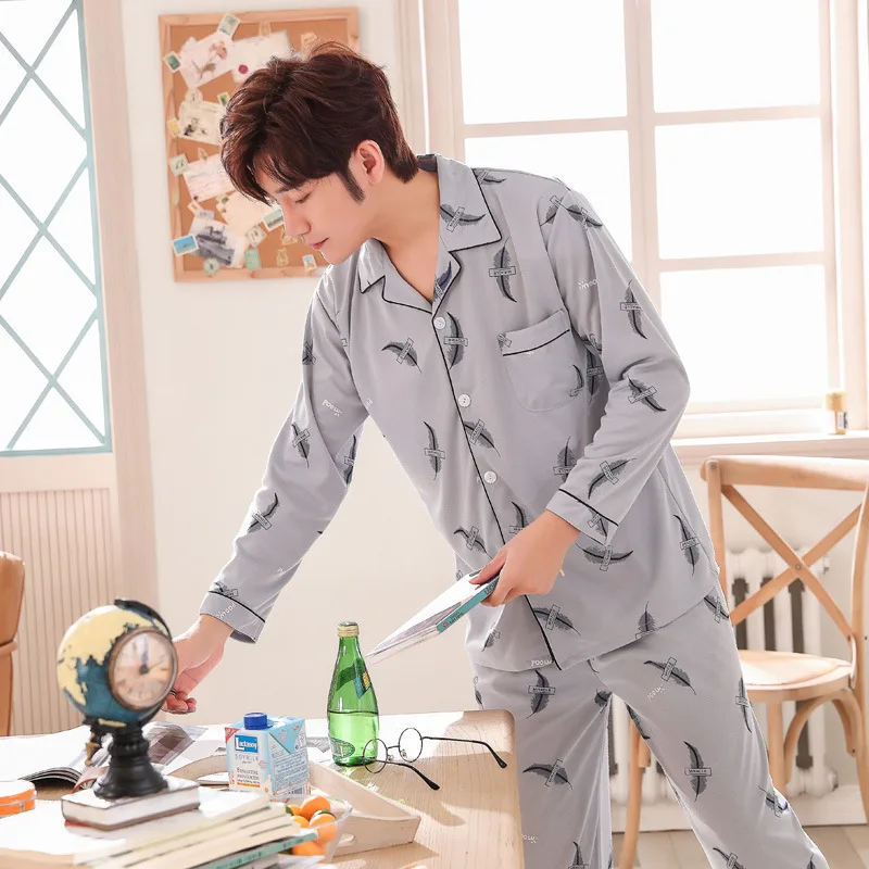 Autunmn Winter Plus Size Pyjamas men pijamas hombre100% cotton long-sleeve casual Sleepwear men homewear pajamas sets for male Autunmn Winter Plus Size Pyjamas men pijamas hombre100% cotton long-sleeve casual Sleepwear men homewear pajamas sets for male