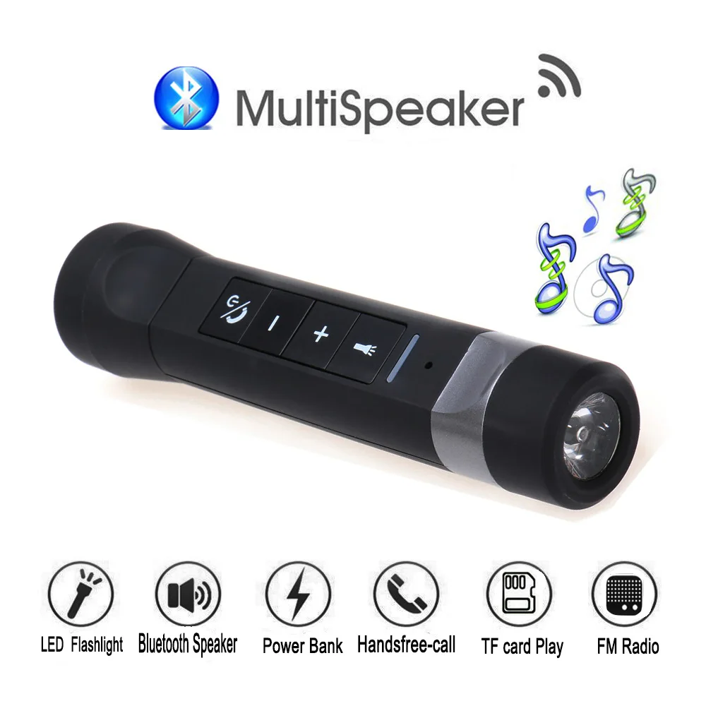 Мини Bluetooth FM Радио Mp3 плеер динамик TF карта Громкая связь Комплект Внешний аккумулятор светодиодный фонарик для автомобиля езда на велосипеде лагерь на открытом воздухе