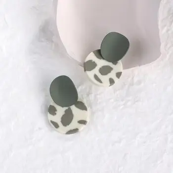

AENSOA 1Pair Korea Fashion Colorful Printing Geometric Polymer Clay Drop Dangle Earrings New Design Clay Earrings for Women Girl