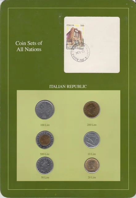 A Set of 6 Italian Coins Franklin Card Set: A Treasure for Coin Collectors