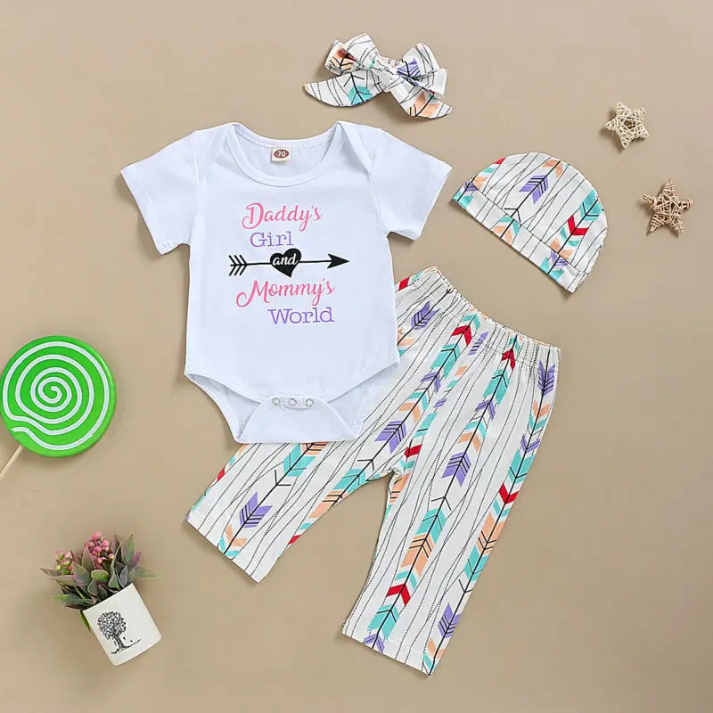 

Newborn Baby Girls Tops Romper Jumpsuit Long Pants Cotton Outfits Clothes Set US
