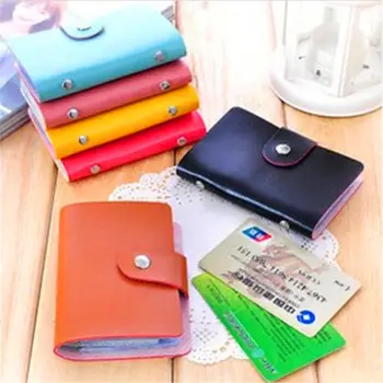 

1 PC Fashion Unisex PU Leather Wallet Pocket Business ID Credit Card Holder Case Candy Color Purse 24 Card Bag