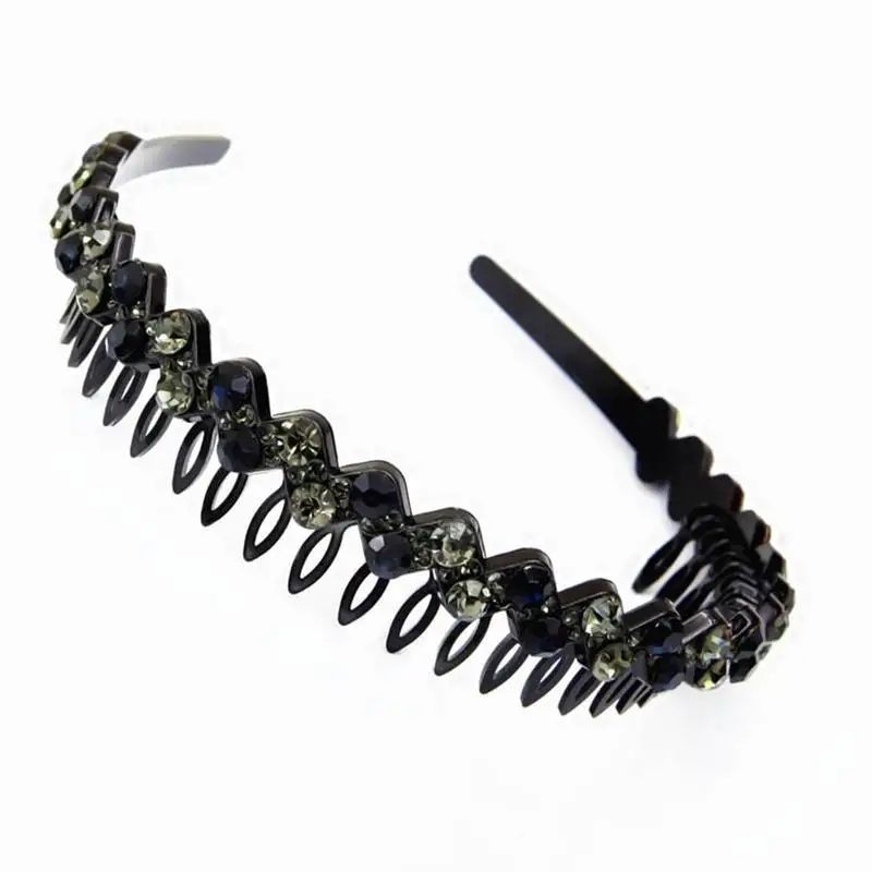 

Rhinestone Headbands With Double Row Flower For Women Hair Anti-Slip Simple Multi-Color Hair Bands Accessories