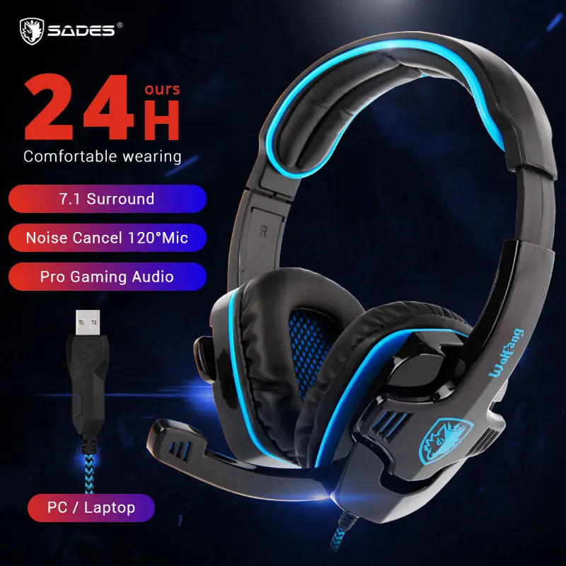 Игровая гарнитура Sades SA901 7 1 с объемным USB наушники микрофоном и шумоподавлением