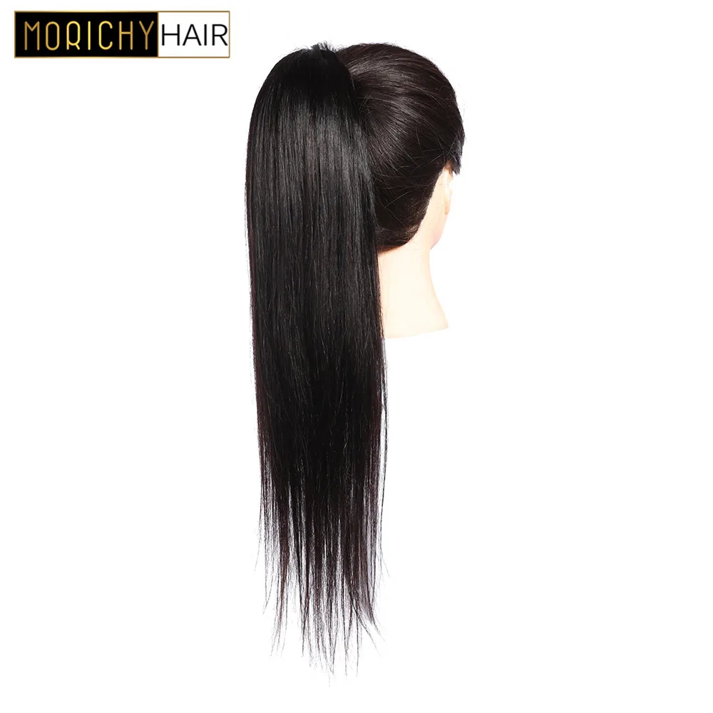 

Brazilian Human Hairpiece Extensions Morichy Clip-In Straight Ponytails Natural Color Non Remy Hair For Woman