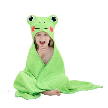 

New Hot Soft Baby Hooded Bath Towel Square Flannel Cartoon Cap Children Water Absorption SMD66