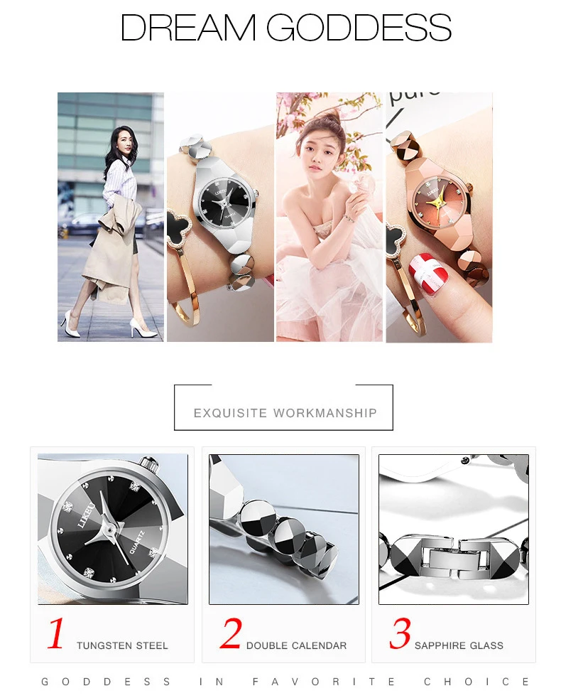 Bracelet watch female tungsten steel color waterproof Korean fashion simple diameter 20mmwrist watches for women