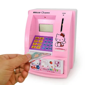

Atm Automatic Machine Hello Kitty Piggy Bank Safe Saving Kid Money Box With Password For Paper Money Coin Counter Girl