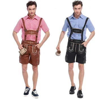 

Oktoberfest Cosplay Costume Adult Men Lederhosen Suspenders Pants Bavarian Octoberfest German Festival Beer Halloween Costumes