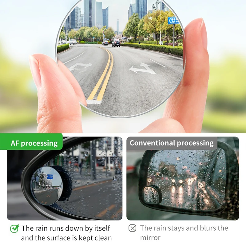MHUI 2Pcs Car Mirror HD Convex Mirror Blind Spot Auto Rearview Mirror 360 Degree Wide Angle Vehicle Parking Rimless Mirrors
