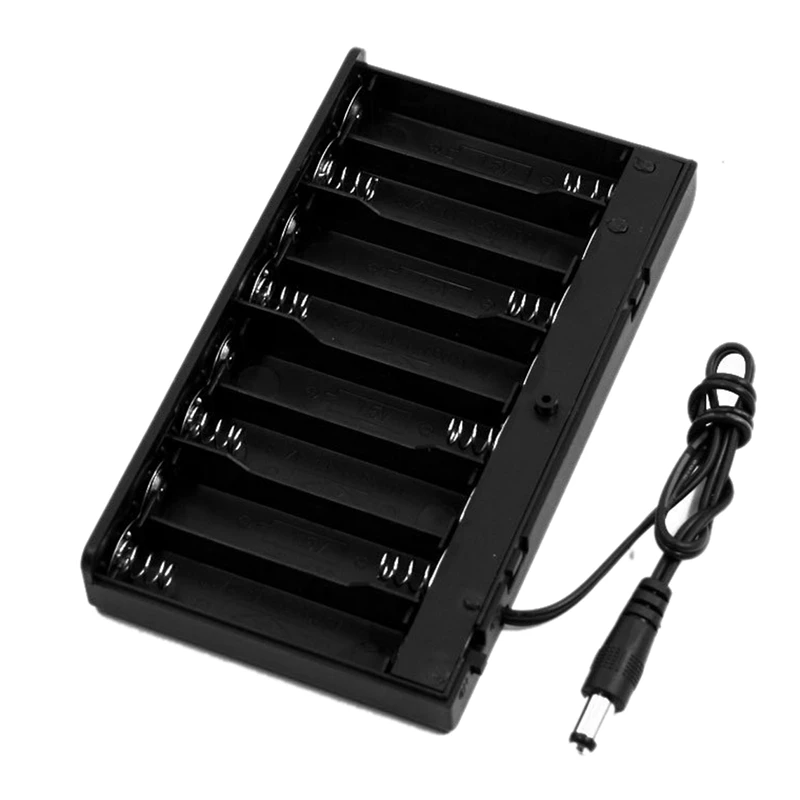 

2.1x5.5mm Plug Batteries Case Box w Cover for 8 x 1.5V AA Battery