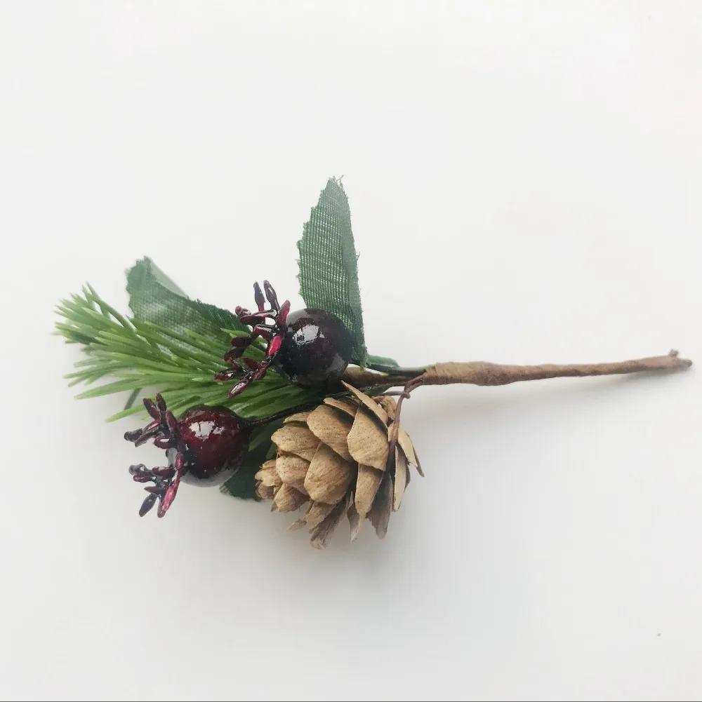 5PcsPack Christmas Red Berry And Pine Cone Christmas Picks With Holly Branches For Holiday Decoration Great Addition Decor Crafts QW25 (6)