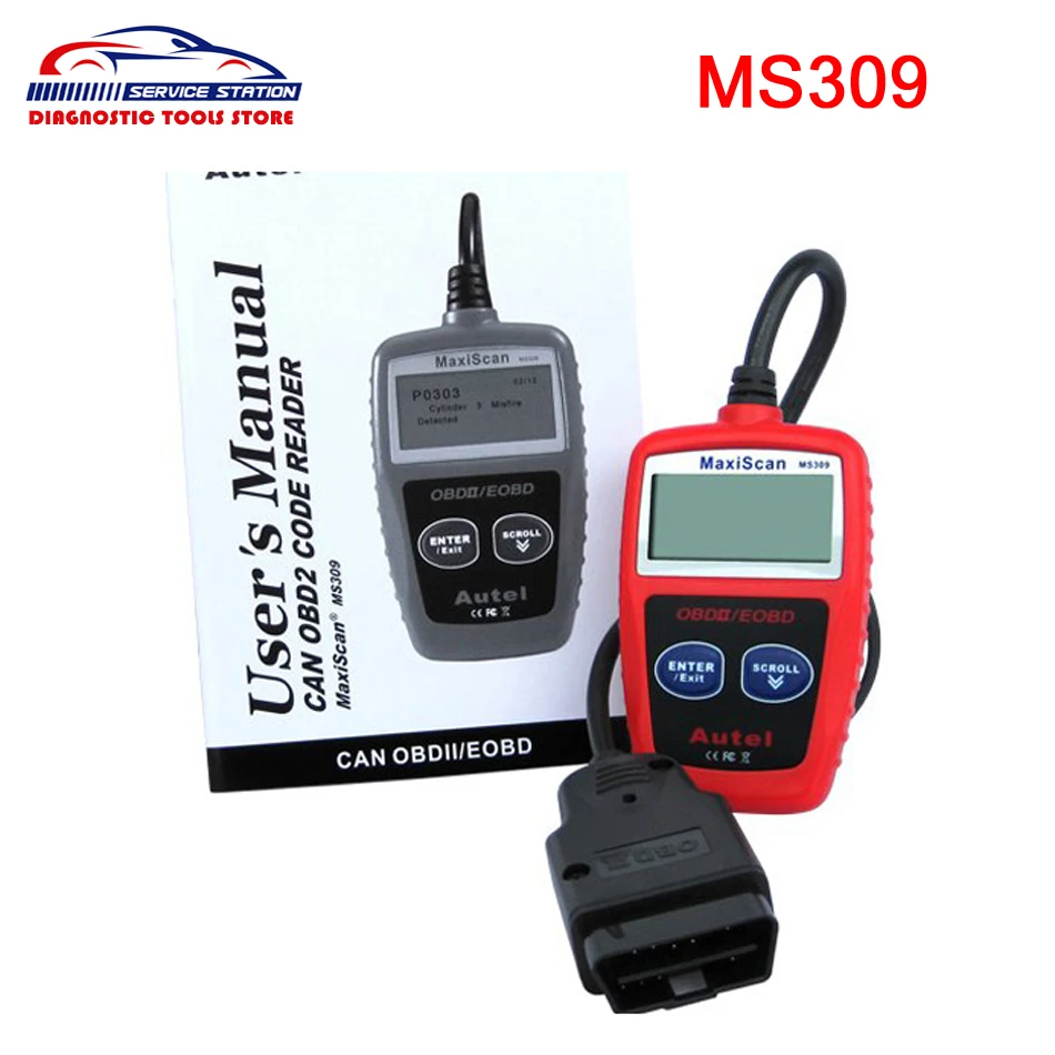Автомобильный сканер MaxiScan MS309 OBDII/EOBD OBD2 Универсальный считыватель кодов работает