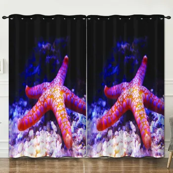 

marine organism bedroom living room decoration curtain background decoration cloth pink curtains luxury