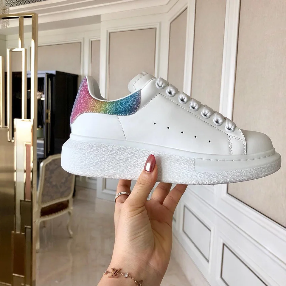 

BELLECOM 2019 Early Autumn New Type Leather Baitie Small White Shoes Lace Leisure Sports Shoes mcqueen shoes