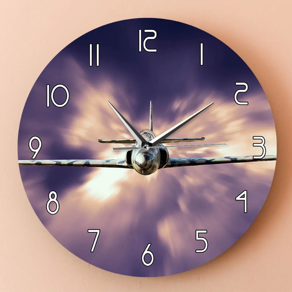 Современные настенные часы в стиле милитари, самолет, летающий над облаками, настенные художественные авиационные декоративные авиационные бесшумные настенные часы