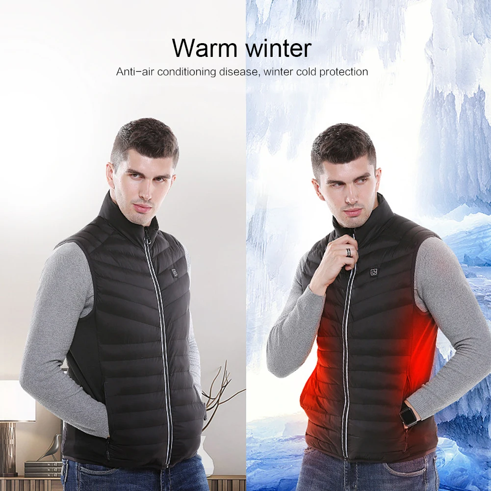 Модернизированный Мужской USB Инфракрасный нагревательный жилет, куртка, зимние жилеты, углеродное волокно, электрическая тепловая одежда, уличный жилет