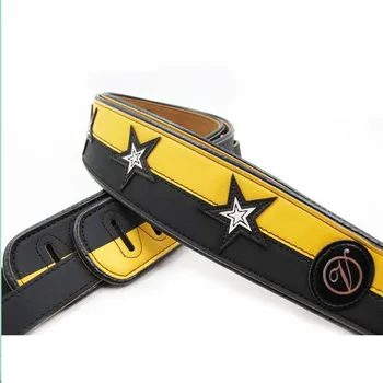 

1Pcs leather guitar strap for acoustic guitar bass Electric guitar accessories parts yellow color Musical instrument