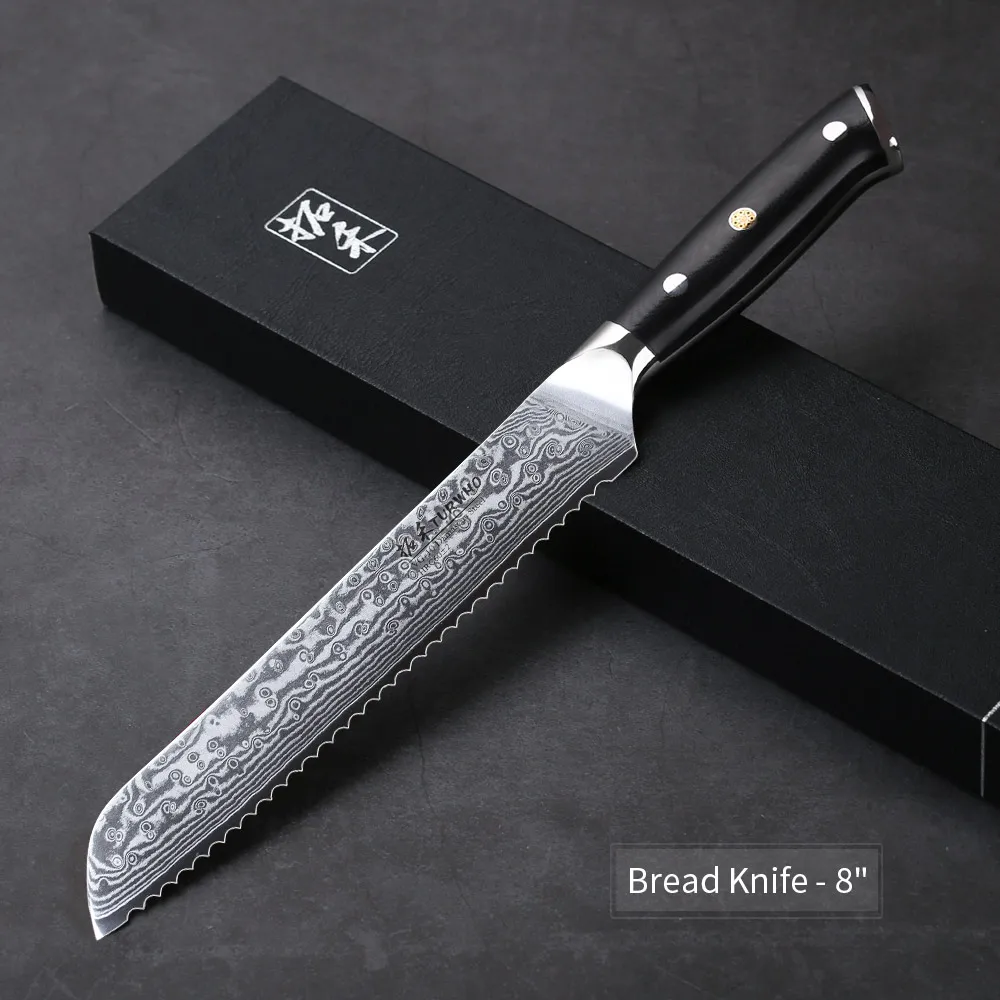 TURWHO " нож Santoku 67 слоев VG10 дамасский нож из нержавеющей стали японский нож шеф-повара кухонные ножи лучшее качество G10 Ручка - Цвет: BK8-F038