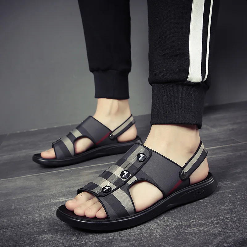 outdoor check print sandals