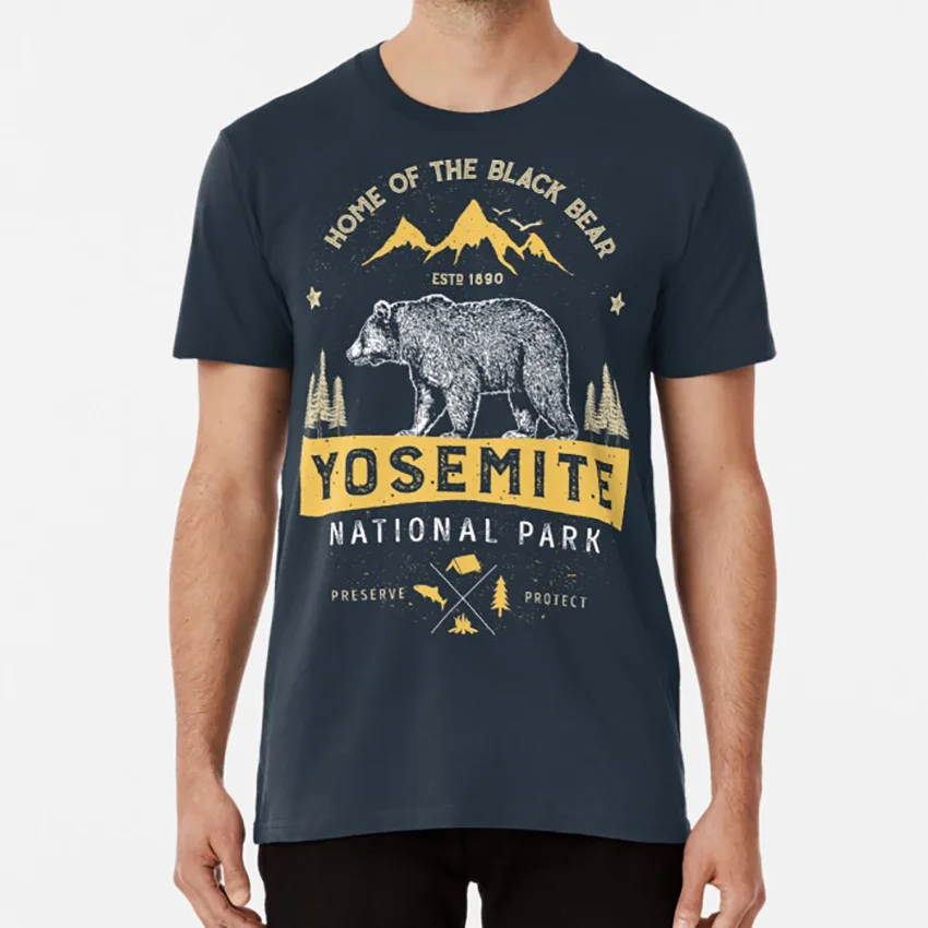 Yosemite National Park California Футболка Винтажная футболка с медведем yosemite national park califoria